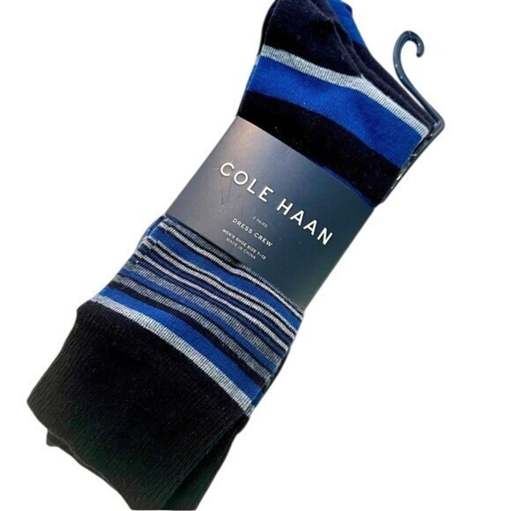 NEW Cole Haan Navy Black & Gray Set of 3 Men's Dress Crew Sock Size 7-12